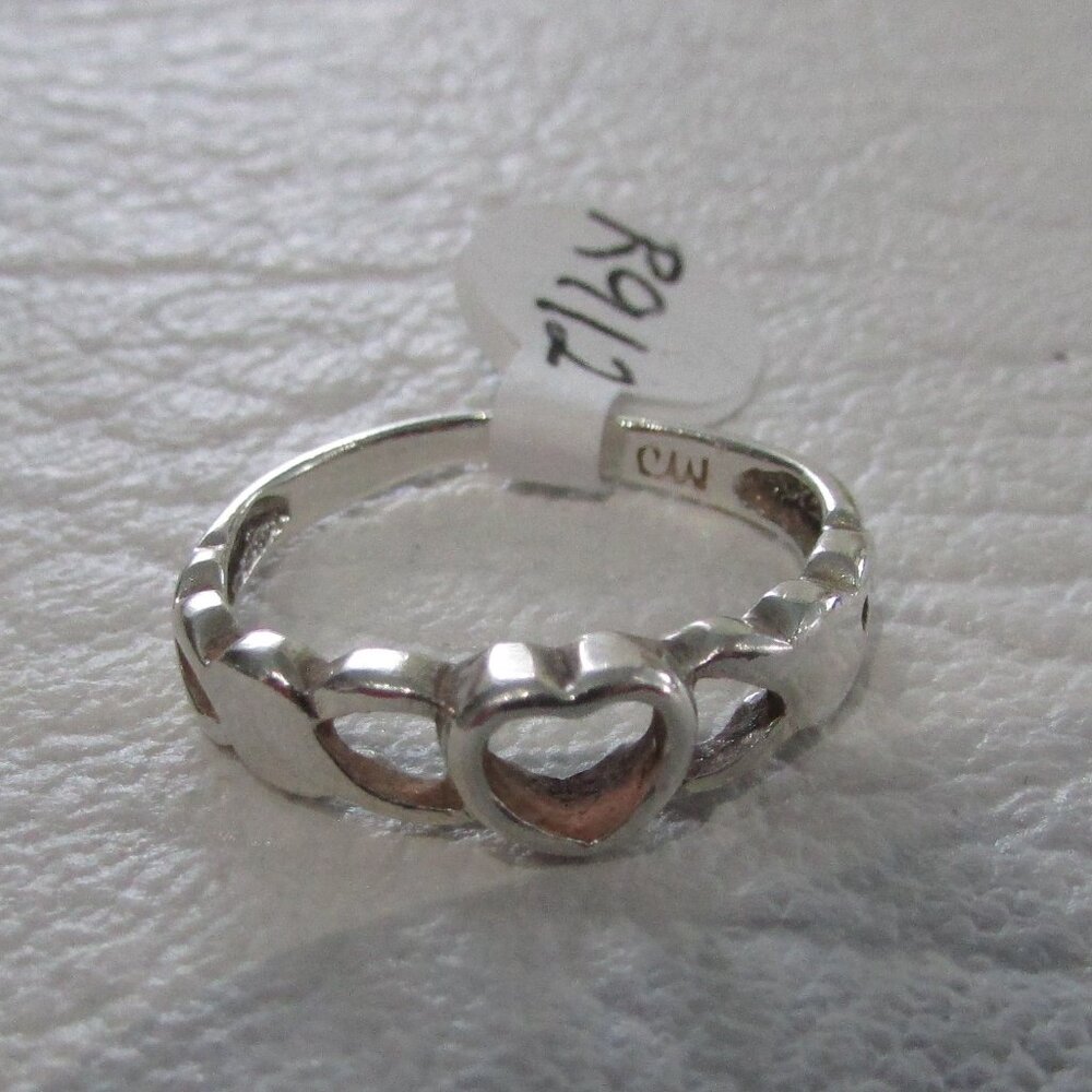 Sterling Silver 925 Open Heart Ring - Sz 7.5